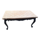 Louis XV style table in cherry wood restyled base in black and raw wood top