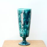 Blue chalice-style vase by Jean Robert Forget, 70s