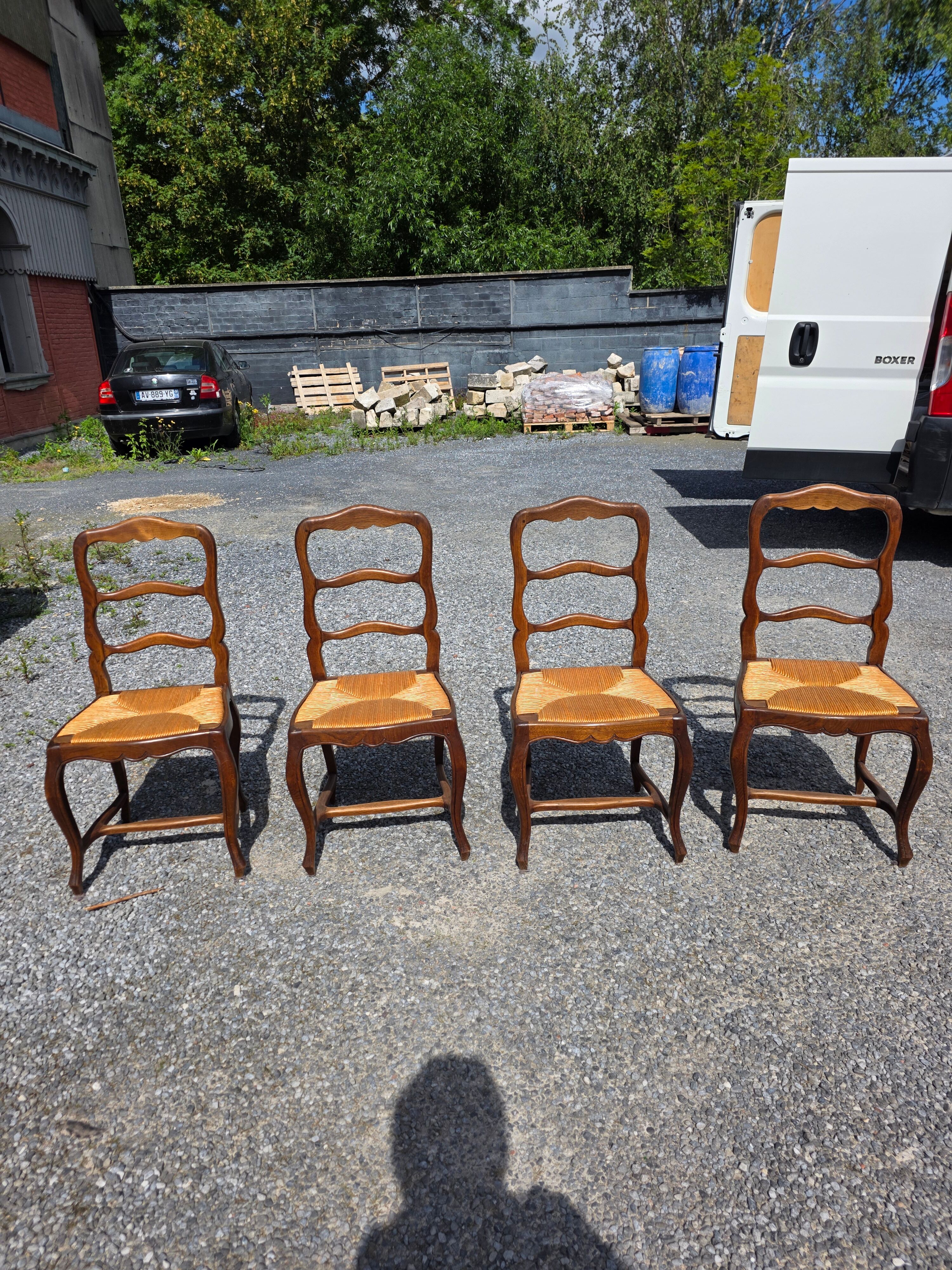 4 Louis XV style chairs in solid oak