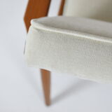 Vintage original armchair "Fox" designed by H. Lis 1970s, beige fabric, fully renovated