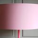 Tulip foot floor lamp in pink lacquered metal & cylindrical shade. 80's