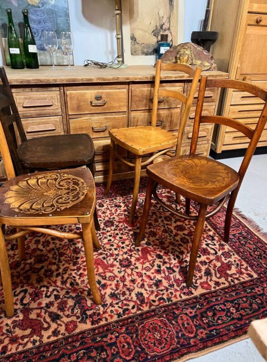 4 old bistro chairs
