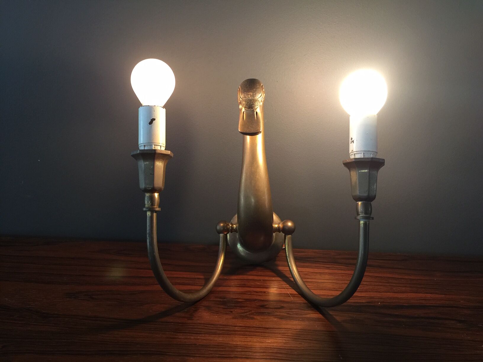 Pair d swans solid brass wall light