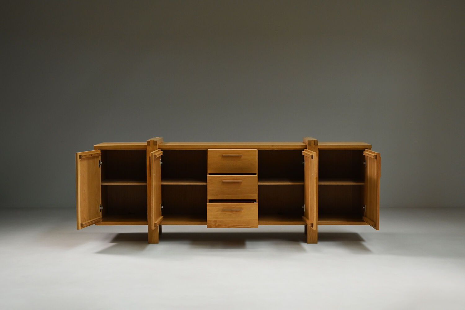 Large brustalist oak sideboard, Belgium.