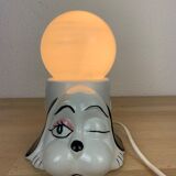 Ceramic dog lamp and opal globe