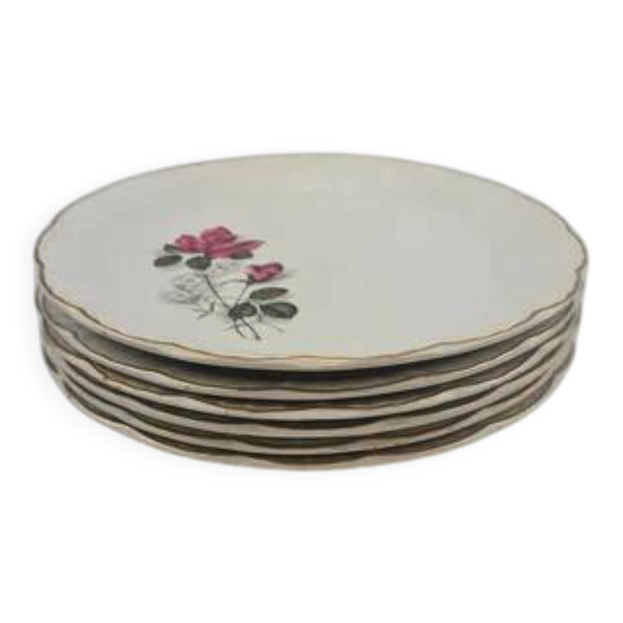 6 assiettes plates en porcelaine Digoin Sarreguemines - Modèle Sévigné