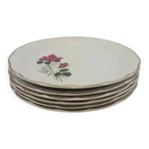 6 flat plates in porcelain Digoin Sarreguemines - Sévigné model