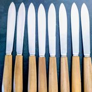 Set of 8 Art Deco Knives with Boxwood Handles & Blades "La Mouette"