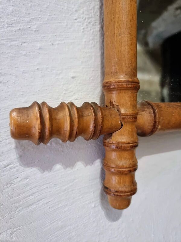 Miroir français en bois imitant le bambou, début du 20ème siècle