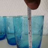 verre à eau /limonade en verre gravé bleu
