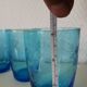 blue etched glass water/lemonade glass