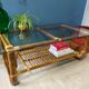 Vintage rattan and glass coffee table