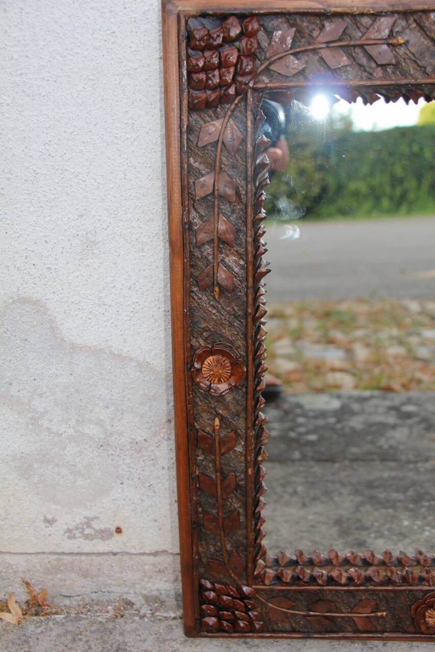 Miroir Foret Noire Tramp Art XIXème