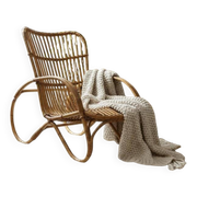 Fauteuil vintage en rotin / fauteuil une place / chaise lounge
