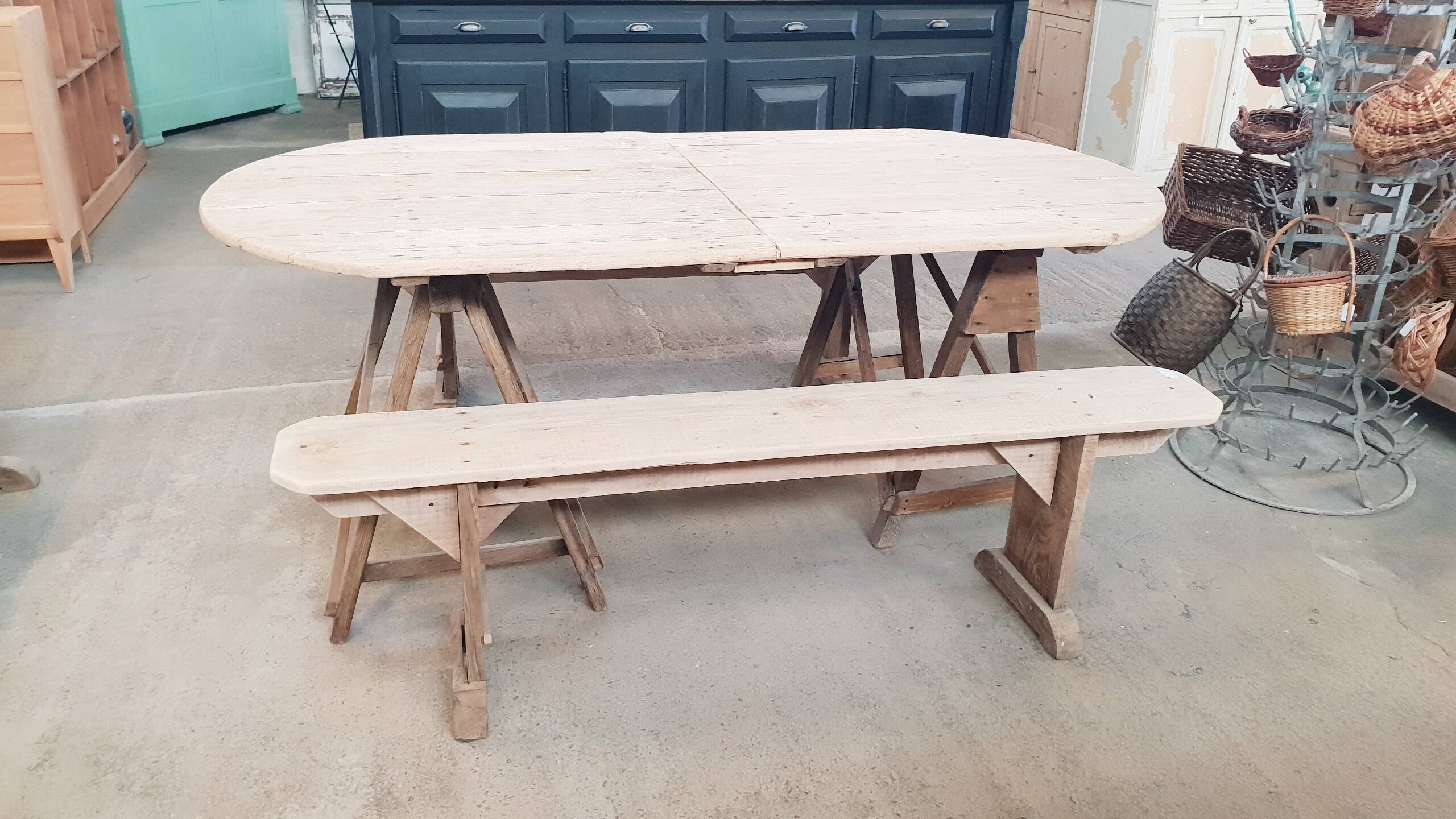 Old table on trestles