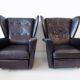 Howard Keith pair of black leather armchairs for HK Furniture