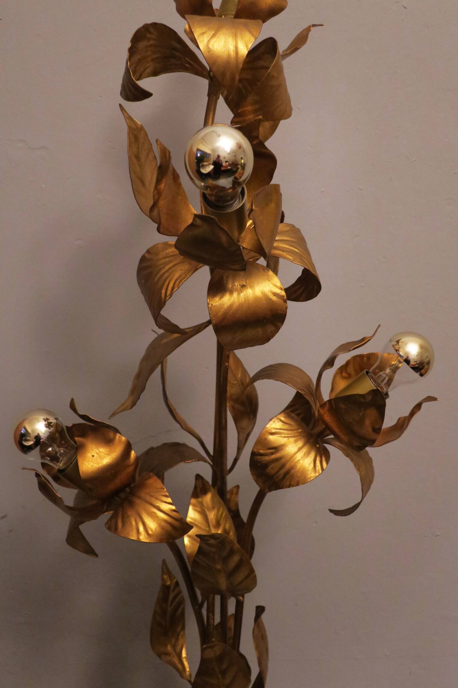 Gold-plated tree floor lamp by Hans Kögl, 1970s