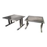 Vintage smoked glass and brushed chrome table 1960
