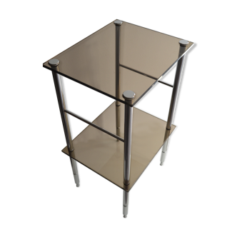 Side table in chrome and smoked glass