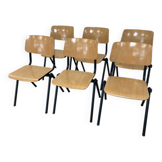 Lot de chaises d’école vintage Galvanitas