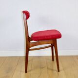 Vintage Hałas upholstered chair in raspberry strawberry vintage colour