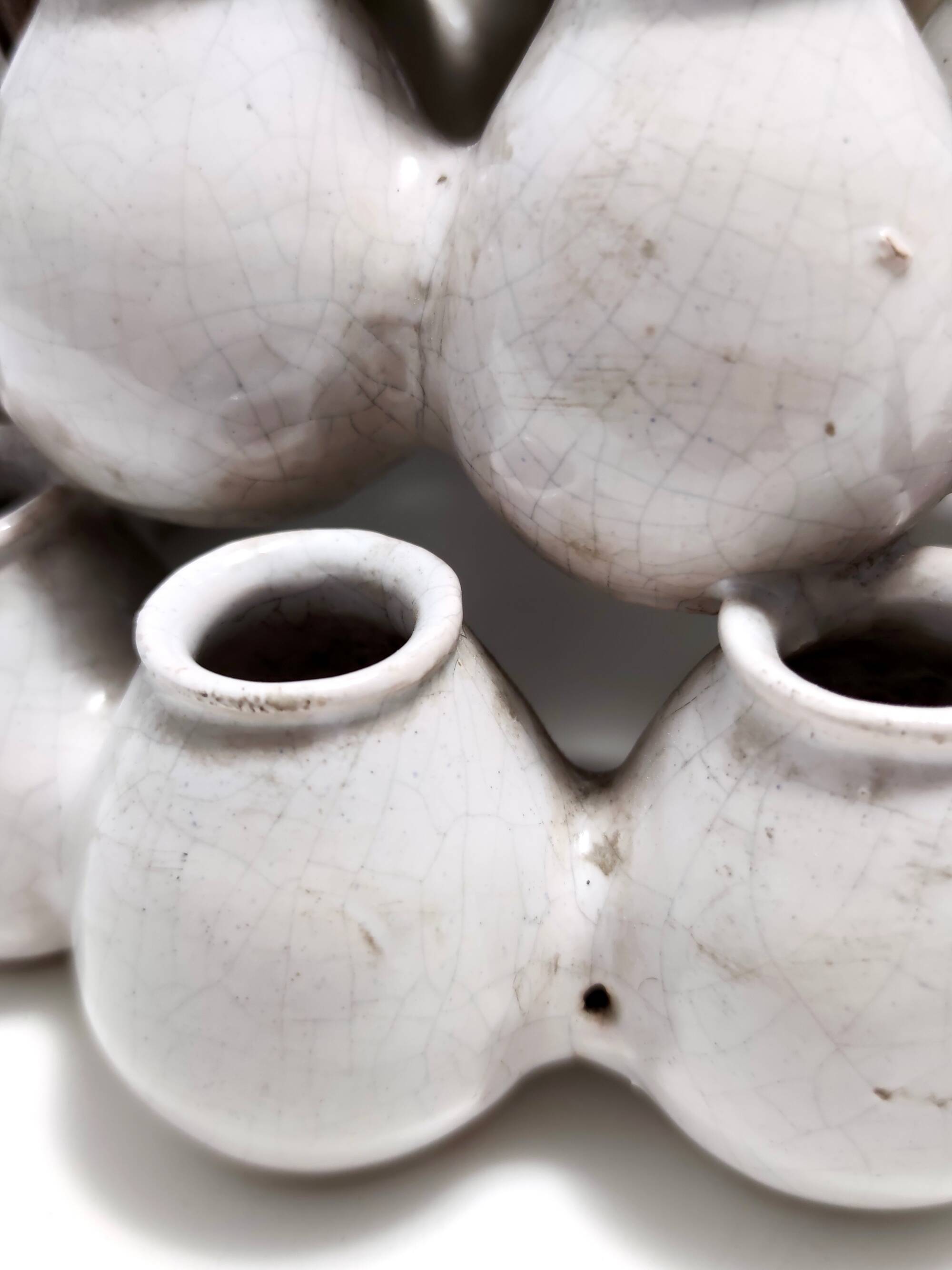 Art Deco / Etruscan Style Vintage Tulip Vase with Glazed Ceramic Amphoras