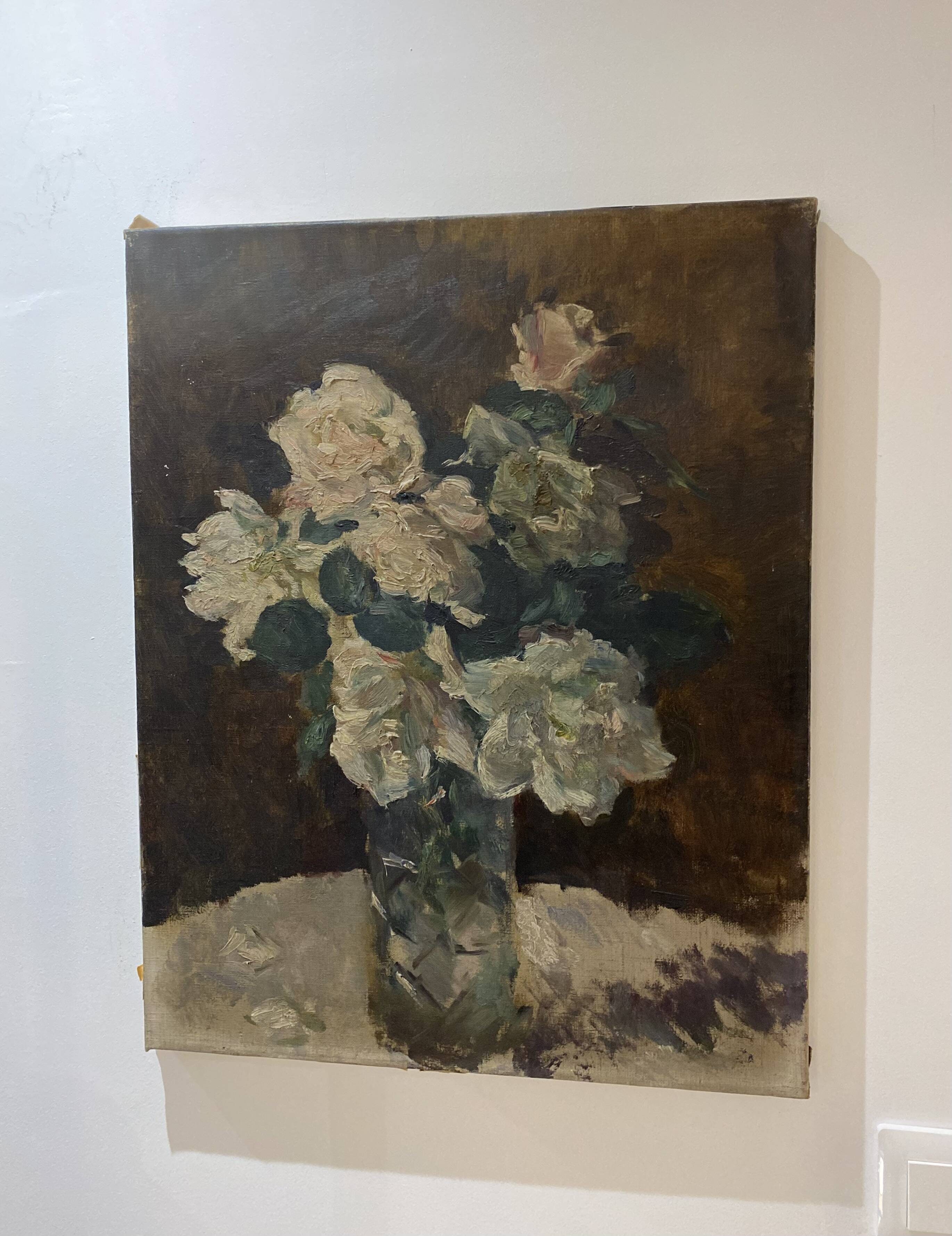 Oil on canvas bouquet of flowers 20th century