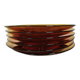 Assiette compartimentée vintage en verre ambré design rétro années 70