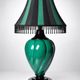 Large vintage Mathias lamp in green and black ceramic, 1970s.