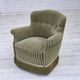 1960s, Danish armchair, original striped furniture velour, beech wood legs.