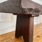 Brutalist Folk Art Bench Solid Oak