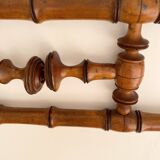 Vintage wooden wall coat rack with 4 swivel hooks from 1920