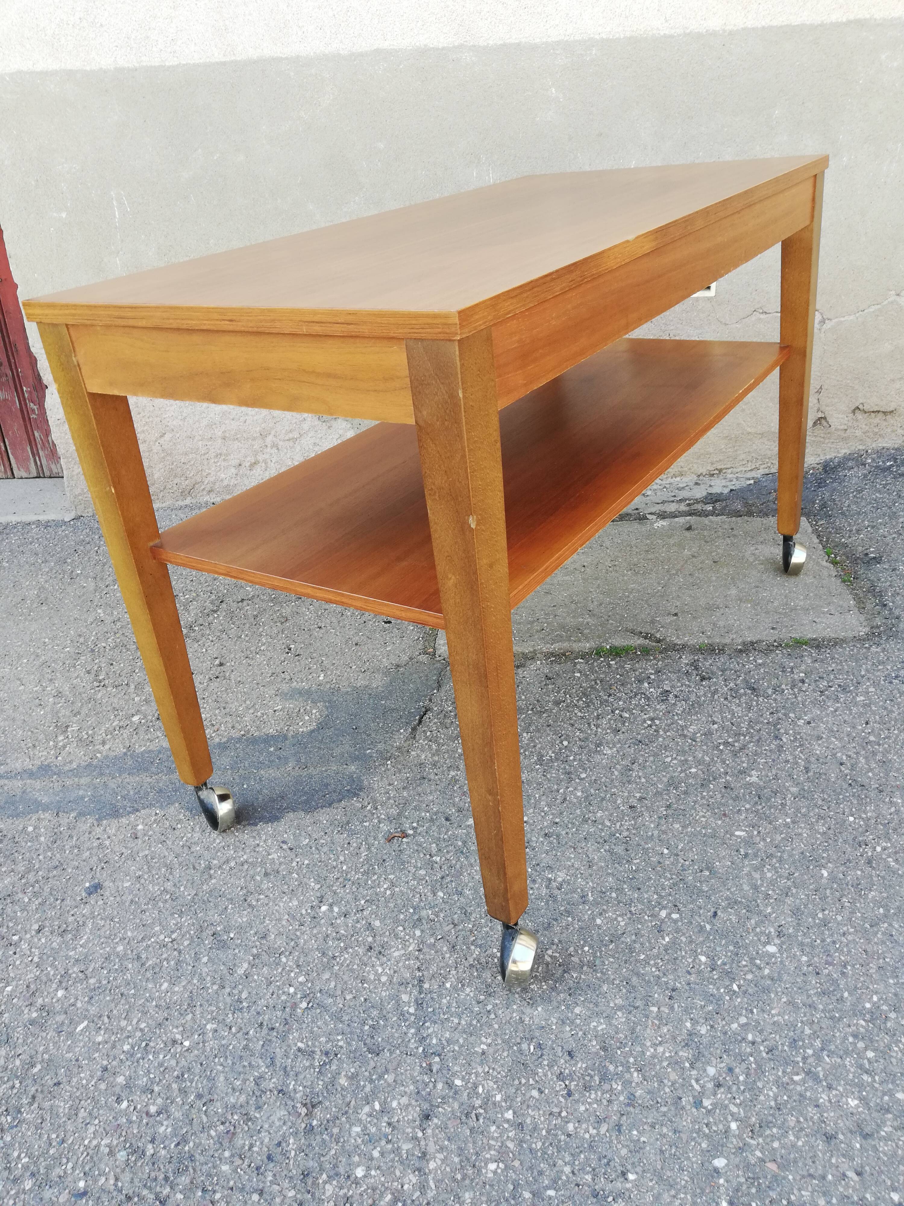 Table basse vintage bois 2 plateaux