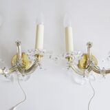 Wall lamps set made of crystal glass