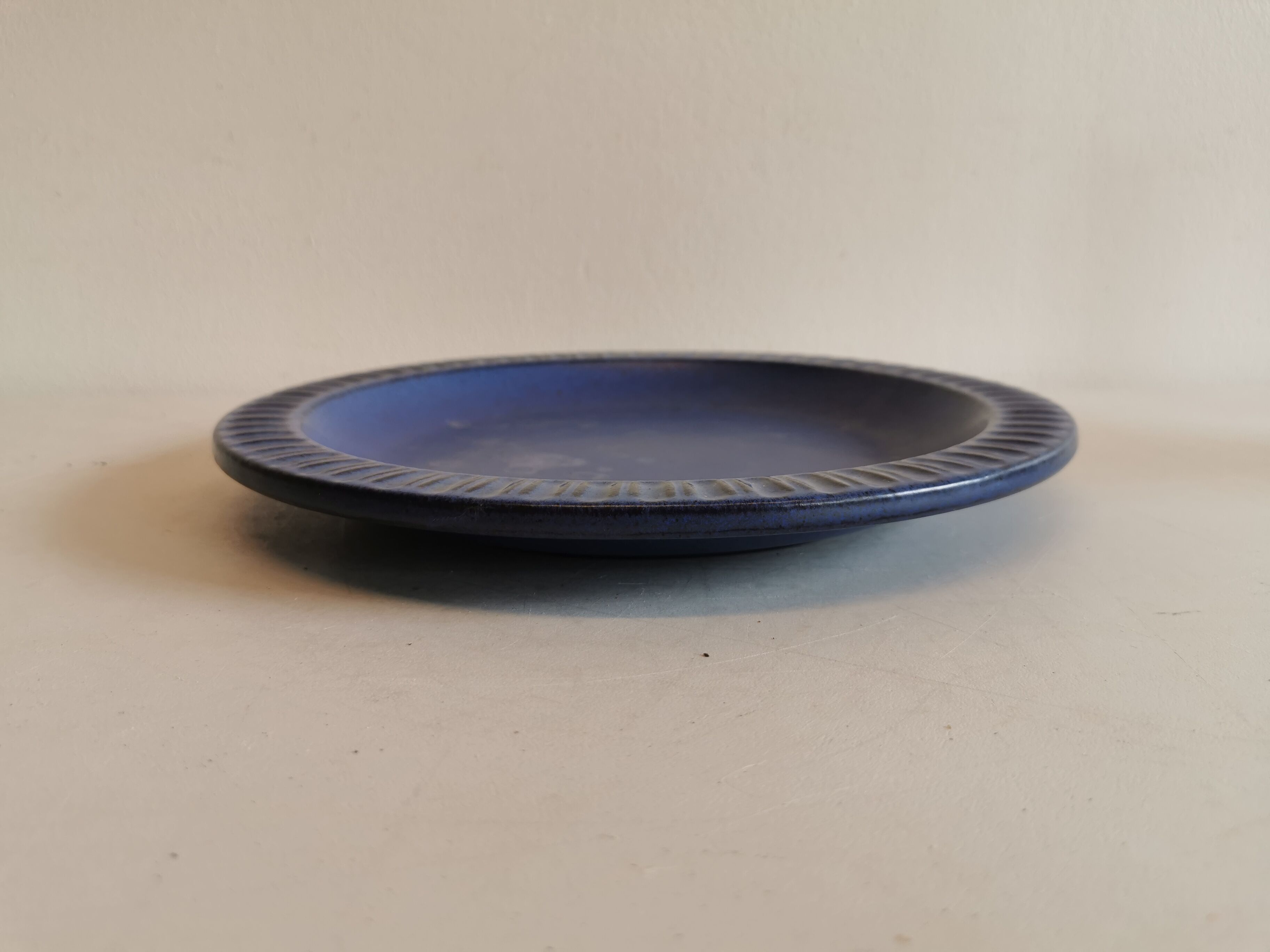 Ceramic plate, from Danish Knapstrup, in beautiful blue glaze.