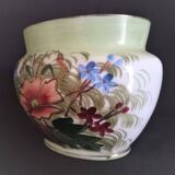 Hand-painted opaline vase, abstract floral patterns