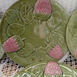 8 antique slip dessert plates