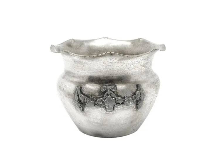 Sugar bowl, Art Nouveau, silver-plated brass, Poland, 1920s