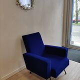 Vintage blue velvet armchair