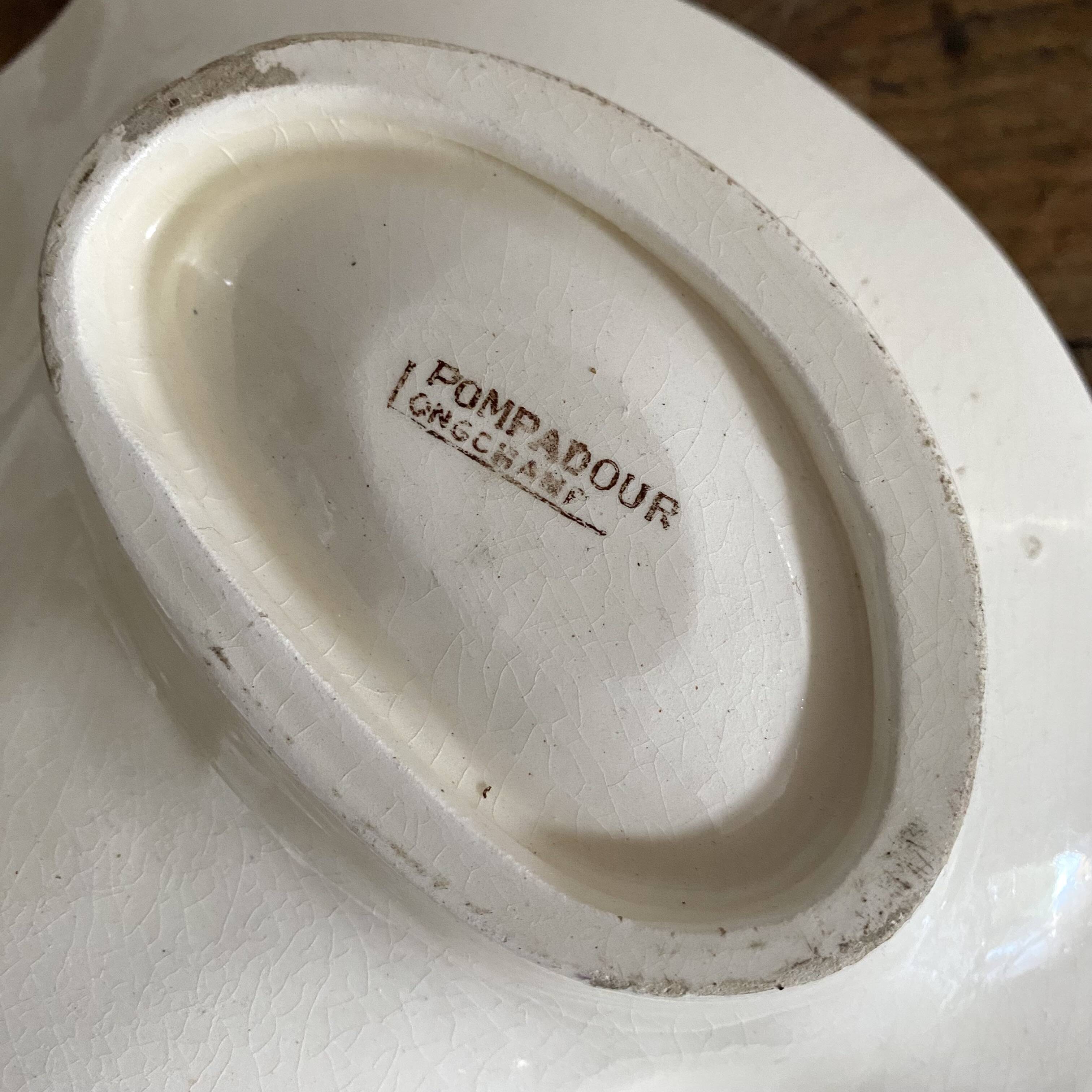 Longchamp asparagus dish in ironstone and slipware, 1900