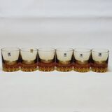 Verreries lorraines cristal set of 6 thick amber whiskey glasses vintage design