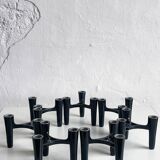 Set of 7 Black Candle Holders Design Koziol Hommage 2005 Germany