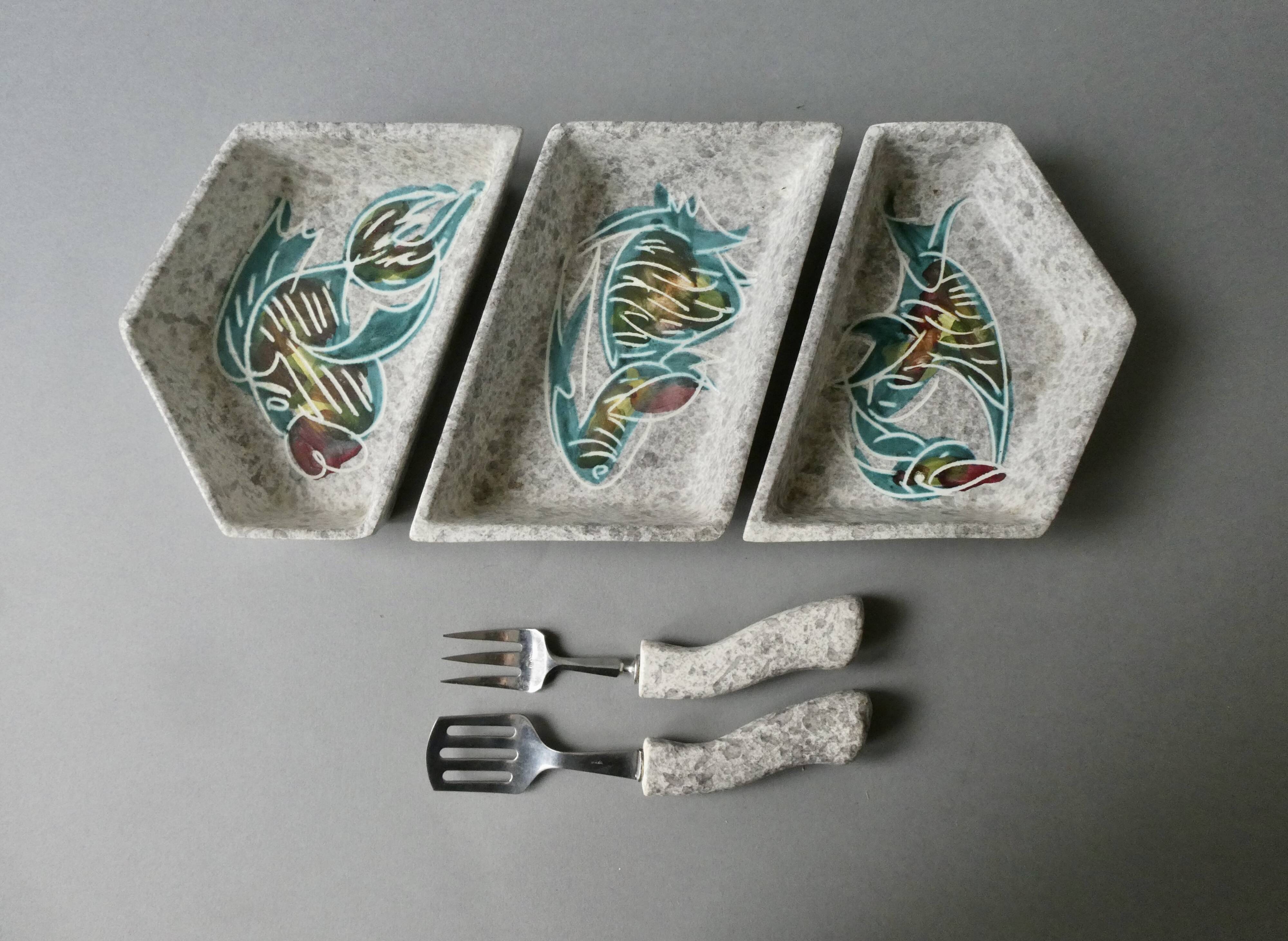 Borty Vallauris ceramic 3-bowl set, 1950s