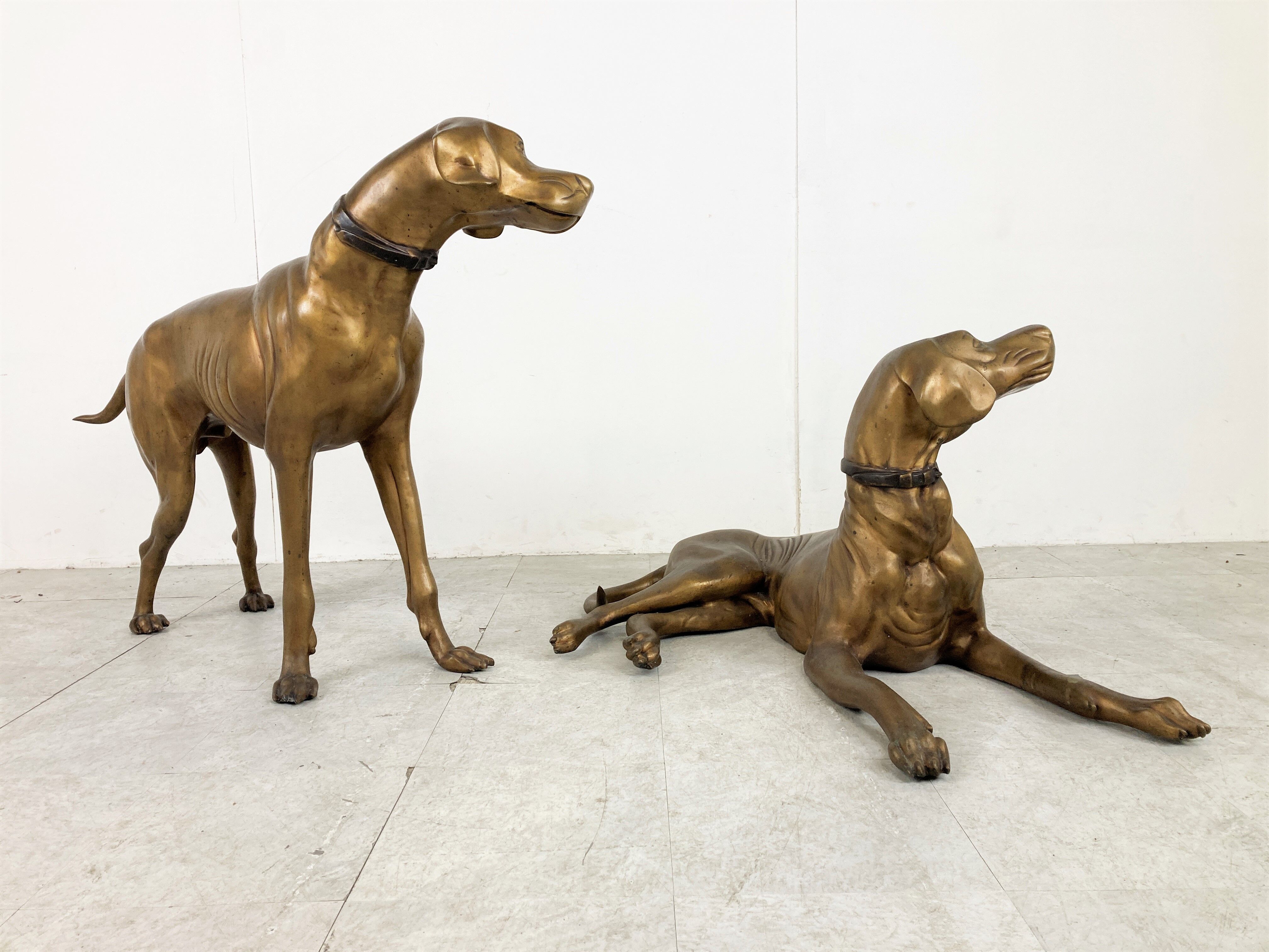 Life size brass dog sculpture, 1960s
