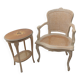 Fauteuils cabriolet canné louis xv en hêtre et selette ovale