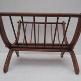 folding magazine rack in solid walnut wood