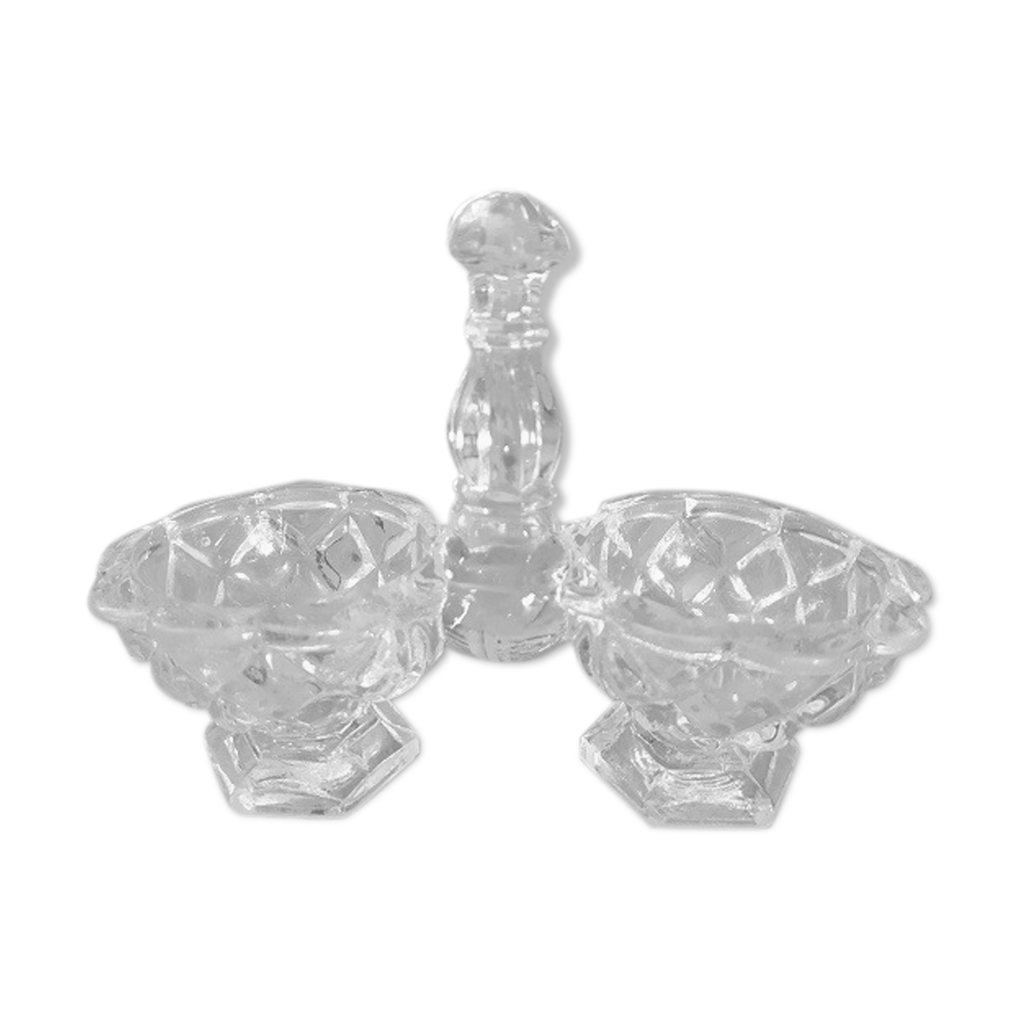 Vintage old moulded glass pepper shaker