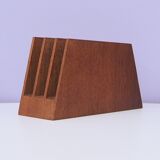 vintage asymmetrical teak letter holder