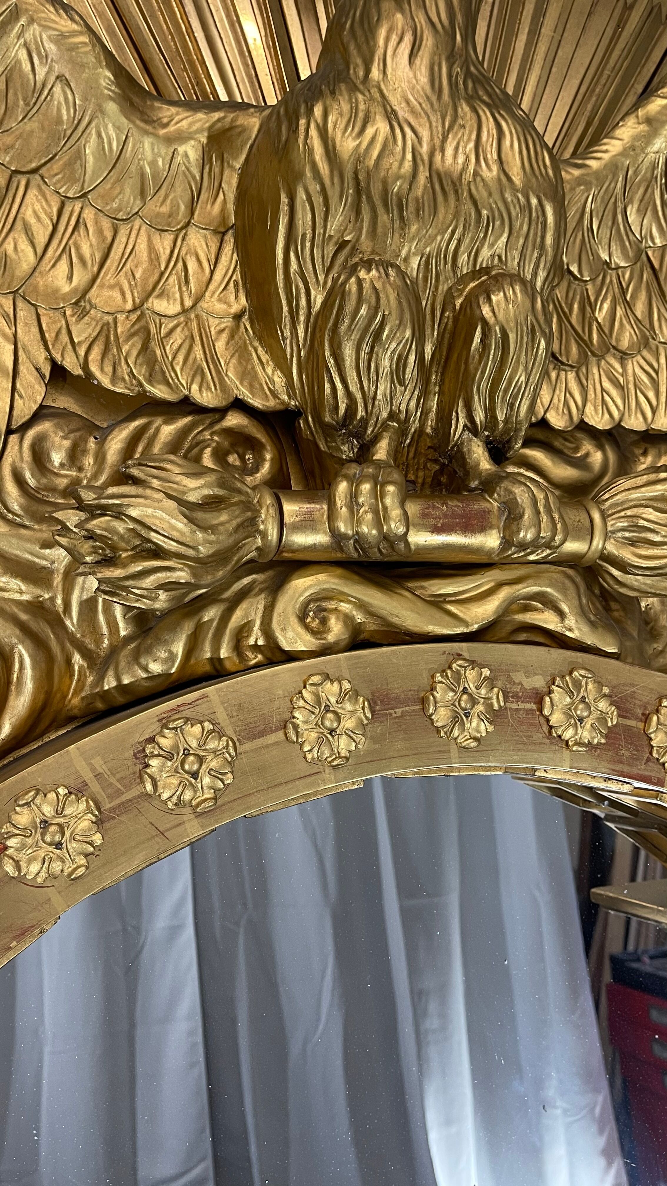 Mirror 212x101 cm empire era early nineteenth, gilding with gold leaf very good condition