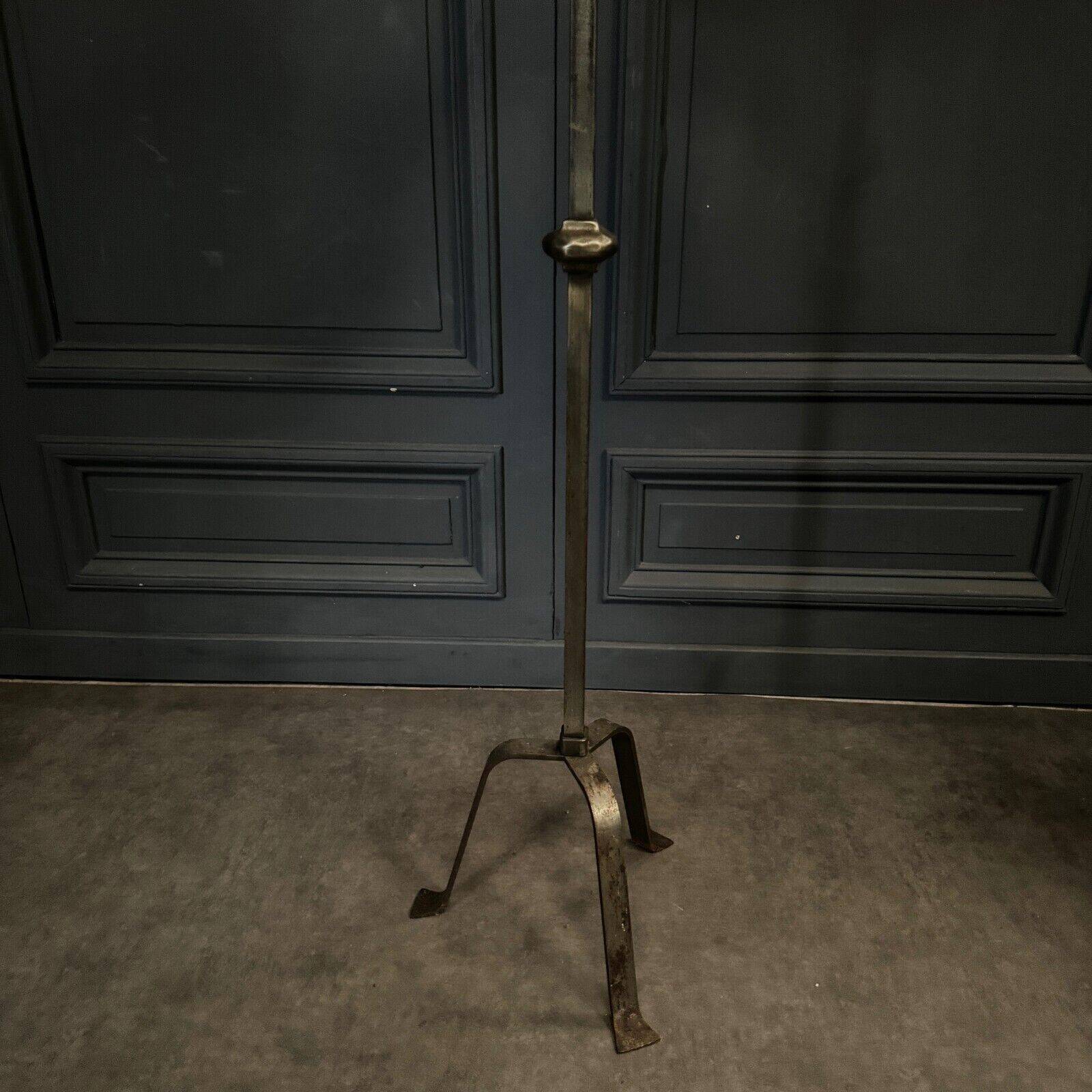 Brutalist ironwork floor lamp 1970 tripod base